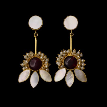 White Red stone earring