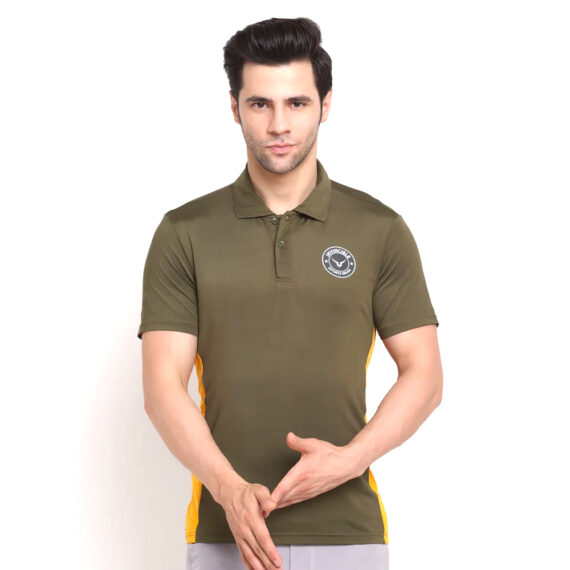 TE4509XP1-olive-1Polo With Side Panel